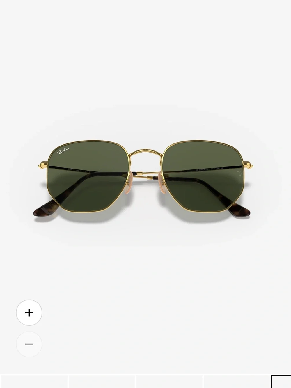 Ray-Ban Gold Frame Sunglasses with Green Lenses and Black Temple Tips